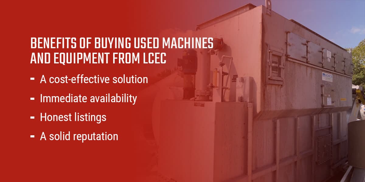 You have an old piece of equipment — or several pieces — that you need to get off your hands. Maybe you're upgrading to a newer model, or perhaps your facility's needs have changed, and you have to make space for other operations. Either way, selling used equipment that still has some life left can earn you a return on your investment, but how can you ensure you're getting the most bang for your buck?  Your equipment's resale value depends on various factors, many of which are beyond your control as a seller. However, understanding how each of these variables affects the asking price of your used equipment can inform your strategy and help you figure out how to get the best return on your investment.   6 Factors That Affect the Value of Used Equipment  Understanding what impacts used equipment values can help you determine whether you're getting a fair price. The following factors are the most influential in determining resale value.   1. Age  While it is true that older equipment generally has a lower resale value than newer pieces, every machine ages differently. For example, the value of a used air fin cooler will differ from that of a heat exchanger, even though they may be the same age. The extent of use is also more pivotal for some machines than others.   Depreciation plays a significant role in determining how much you can get for your used equipment. While its resale value is usually proportional to the original price, that depends on how long ago the manufacturer first released it. If it has been on the market for more than a few years, you may get a much lower price for it than you expect.  2. Condition  Equipment in good condition is usually more valuable than poorly maintained equipment, regardless of age or brand. For example, if you regularly perform preventive maintenance on an older dryer you're trying to resell, you're likely to get a better price for it than you would if you were trying to sell a newer model you neglected to maintain.   If you're considering selling your equipment or you plan to do so in the future, it's best to sell it while it's still in excellent condition. Perform regular preventive maintenance and inspect your equipment frequently to ensure it's working well. Your facility will experience less downtime, and you'll get a higher return on your investment.  3. Market Value  Changes in the market can dramatically change the price you can expect to get for your used equipment. Two overall markets affect resale value.  Forced-liquidation value: The expected value of an asset in a transaction involving one seller and many potential buyers. FLV is usually a factor in public auctions, where sales are subject to strict timelines, rather than with private resale.  Fair-market value: The typical retail value of equipment in an open, competitive market where both buyers and sellers are well-informed and mutually agree on the price. This price depends on several factors, including the original sale price, the extent of depreciation and the retail value of similar pieces.  Your used equipment's market value will fluctuate depending on the following factors.   Availability of like machines: When plenty of similar machines are saturating the market, your machine's value will inevitably decrease. Similarly, when there are few machines like yours available, you can set a higher asking price. Transportation costs: Depending on your equipment's size and weight, your buyer may need to make an additional investment to move it to their location.  Support costs: Some manufacturers will charge an additional fee to the buyer to supplement the support a second owner needs.   4. Economic Conditions  Changes in the overall state of the economy can significantly impact the value of used machinery. For example, chemical manufacturing plants process less product when a recession occurs, which leads to a decline in demand for equipment. During these periods, you're likely to make less on your sale than you would if you sold during a period of economic growth.  Critical economic factors to watch include:  Changes in political administrations Inflation Stock market fluctuations Interest rates  5. Parts Availability  This factor goes hand in hand with age. Eventually, your original equipment manufacturer will stop producing replacement parts for your equipment because it is now out of date.   You're most likely to get a better price for your equipment while your OEM still supports it. Before you sell, ensure replacement parts are still available and easy to obtain — this is when you'll probably get the best deal.   6. Timing  Properly timing your sale directly impacts resale value. Sometimes, you must get rid of your equipment immediately to make room for new acquisitions, so you opt for a selling method that gets the job done as quickly as possible. However, you're likely to lose out on sales that way.  If you can afford to wait for ideal market conditions, you're likely to have more opportunities to maximize your return.  Tips for Selling Used Equipment  Need some advice on where to start? Here are some additional tips and tricks for maximizing your return on investment.  Clean your equipment: A simple clean-up can work wonders in improving resale value. Performing a thorough cleaning can also help you identify any imperfections, which can impact your resale value.  Take photos and videos: Whether you're working with an equipment company or you plan to sell yourself, providing visual evidence of your equipment's condition can give your potential buyers confidence in their decision to purchase from you. Keep an eye on the market: Knowing how the resale market works is critical to getting the most for your used equipment. Watch price fluctuations and the changing availability of similar equipment to determine the best time to sell. Get an appraisal: Ask a certified equipment appraiser to determine your equipment's resale value. These professionals have years of experience under their belt, allowing them to accurately determine the fair market value of used machinery.  Why Should You Sell to Louisiana Chemical Equipment Company?  We're more than a premier international chemical equipment supplier — we're also a top buyer of chemical industry equipment. Our experienced appraisal team will consider anything you want to sell, from cooling towers to centrifuges. 
